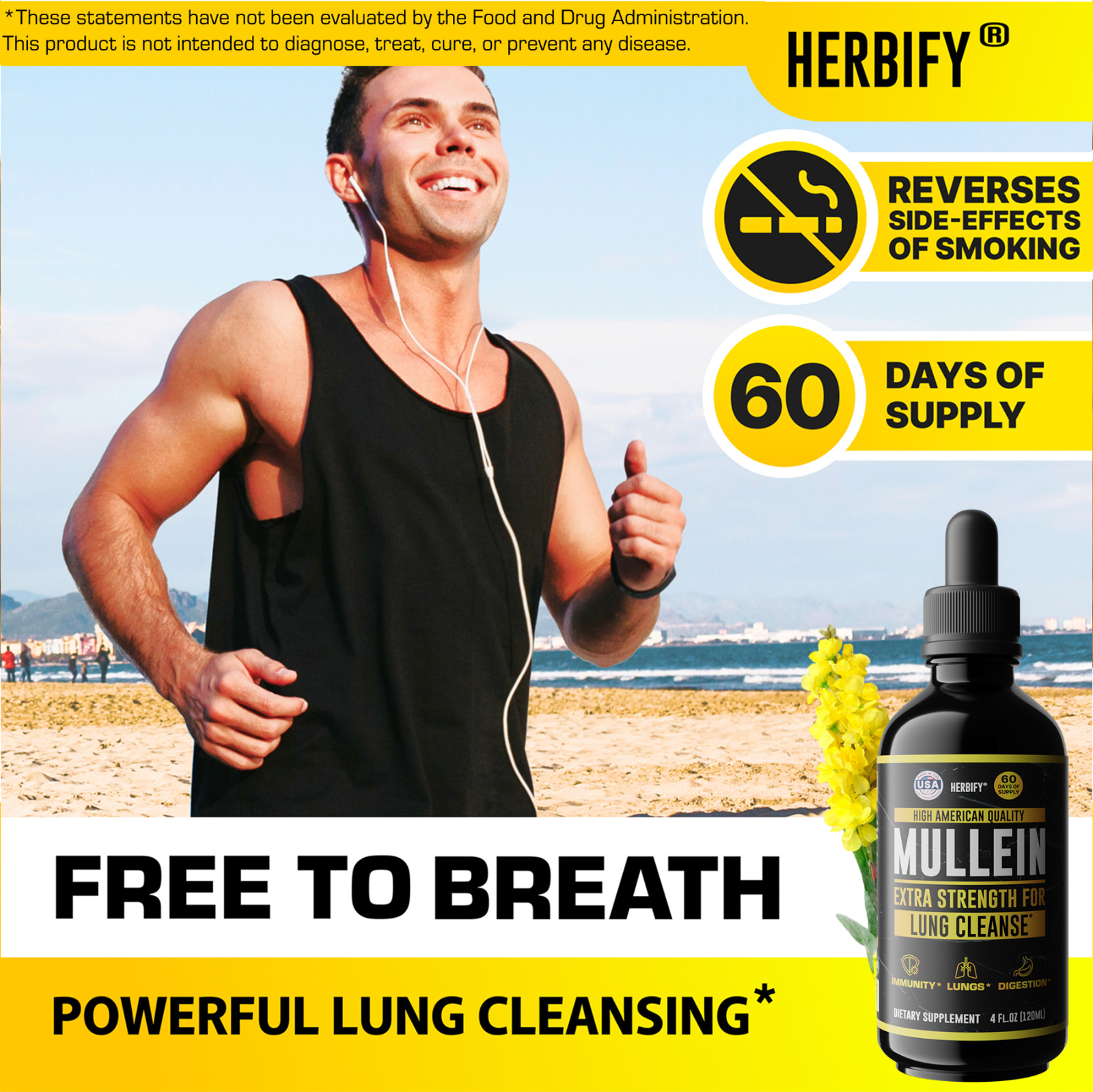 Mullein Drops 4oz  Lung Cleanse Detox for Smokers Respiratory Immune Support