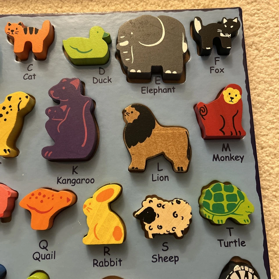 Alphabet Puzzle A to Z Educational Learning Jigsaw Wooden Animal Game Toy - Image 3 of 4