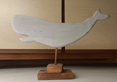 Hand Carved Sperm Whale Moby Dick Folk Art Reclaimed Wood Decor