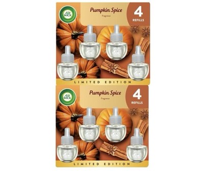 8x Air Wick Scented Plug-In Refills Pumpkin Spice Essential Oil Limited Edition
