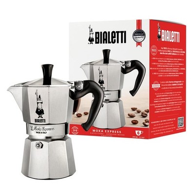 Bialetti Moka Express Iconic Italian Stovetop Espresso Maker 6 Cups, Silver