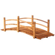 Garden bridge 1.85 m wooden bridge pond bridge with railings solid wood orange
