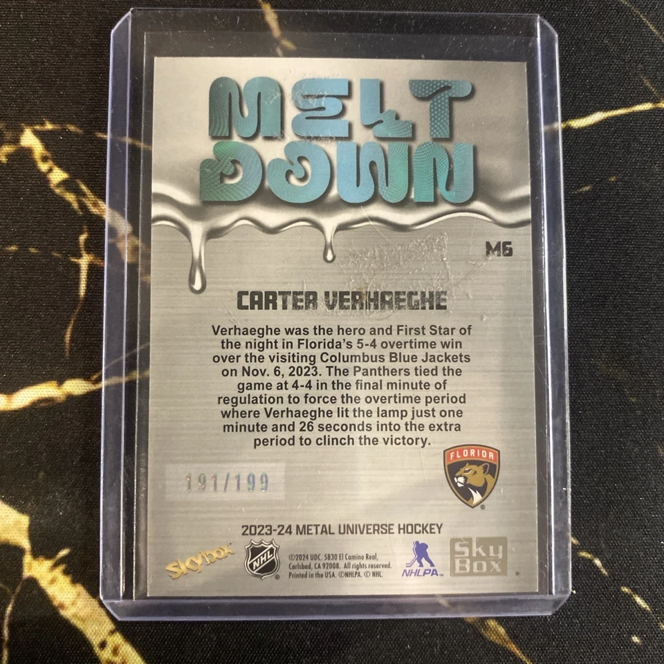 2023-24 Skybox Metal Universe Meltdown Spectrum /199 Carter Verhaeghe #M6 - Image 2 of 3