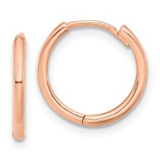 14K Rose Gold Polished Hinged Hoop Earrings L-13.5 mm, W-14 mm 1.33gm