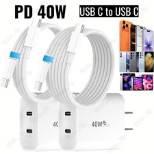 40W Fast Charger Block PD USB C Type C Cable For iPhone Air 17 16 15 Pro Samsung