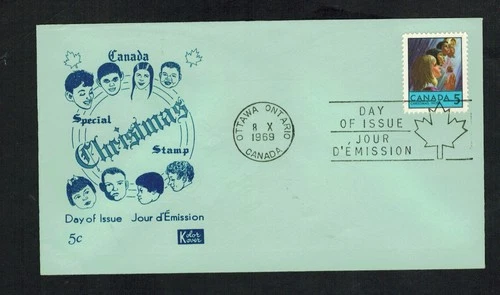 Canada #502, 1969 5¢ Children Praying, on Kolor Kover cachet FDC