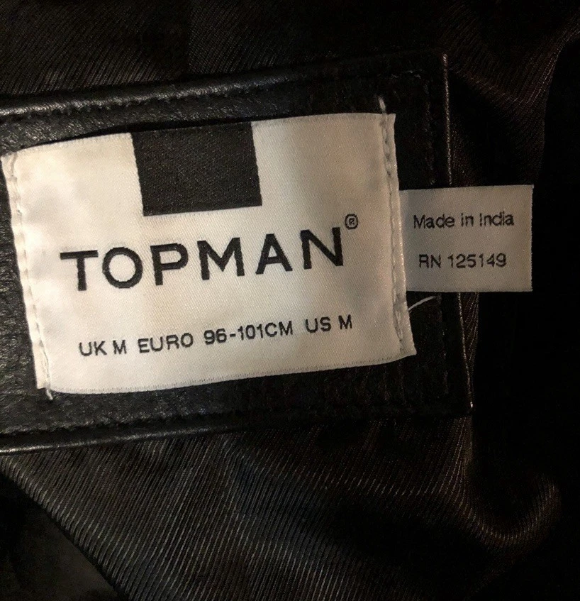 Jack de moto de cuero negro TOPMAN talla M Foto 3 de 4