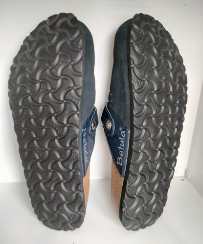 New Birkenstock Betula Rocko Suede Black/Blue Leather Buckle Clogs L8 2 Pair - Imagen 15 de 20