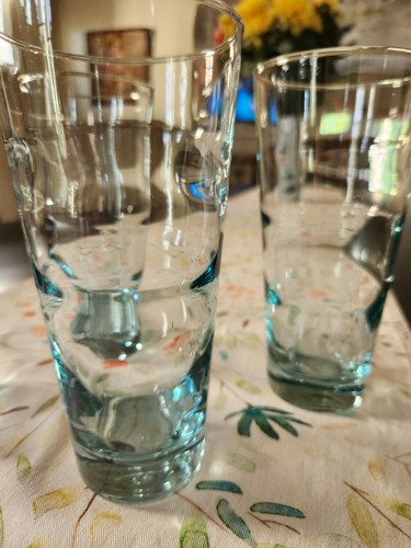 Libbey Mid-Century Saturn Optic Ripple Aqua Tumblers, Set of 4 - Picture 5 of 9