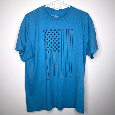 Melmarc T Shirt Blue Large Mens American Flag Patriotic Graphic Short Sleeve Tee