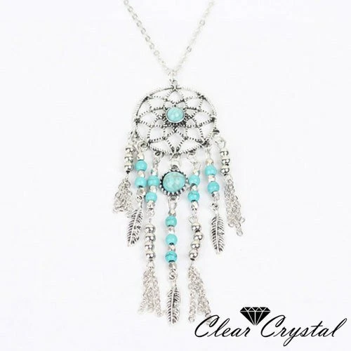 Nuevo collar de cuentas de turquesa estilo vintage de oro blanco relleno e imitación para mujer Foto 2 de 4