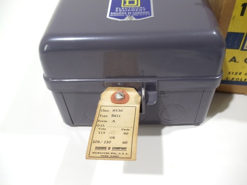 Nuevo Stock Antiguo Cuadrado D Magnético Starter Clase 8536 Tipo BG-1 Forma A NEMA 2 Polos - Imagen 3 de 8