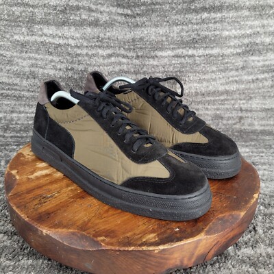 Hudson London Mens 11.5 Suede Leather Sneakers Green Black Shoes EU 45