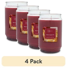 (4 pack)  Warm Apple Pie Scented Single-Wick Large Glass Jar Candle, 20 oz