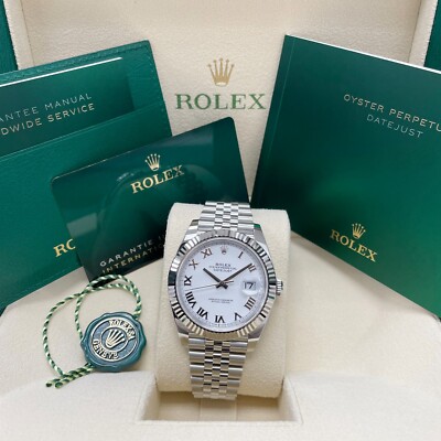 Rolex Datejust 41mm 126334 Fluted Bezel White Roman Dial Jubilee