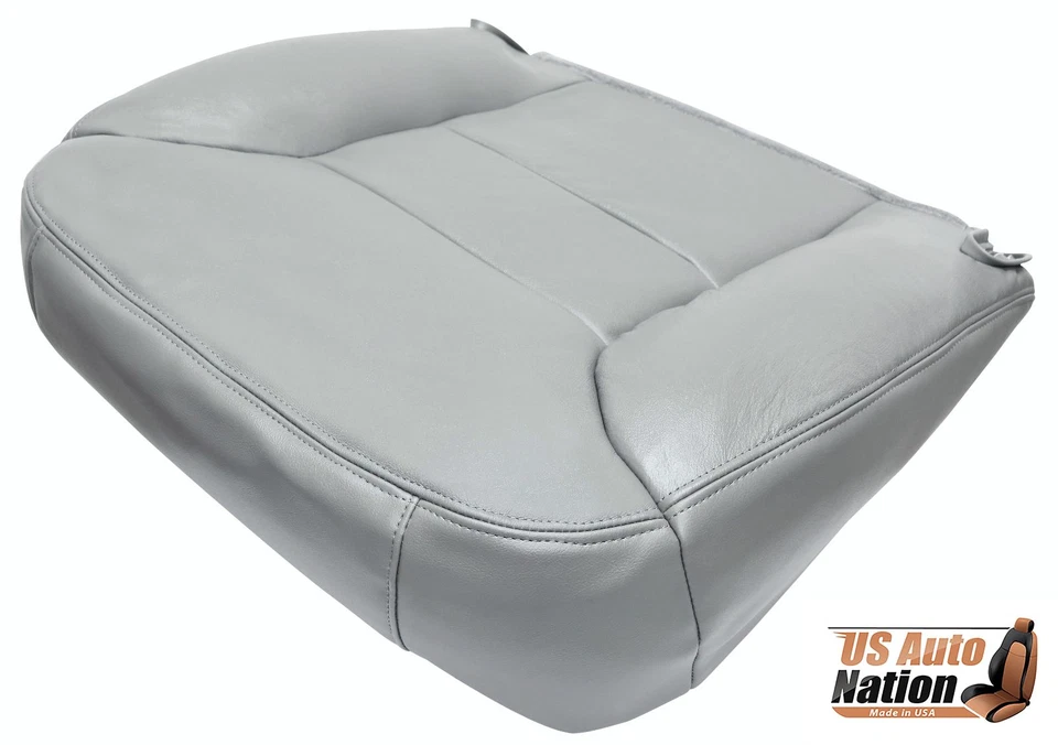 1996 1997 1998 GMC Sierra 1500 2500 3500 Driver Bottom Leather Seat Cover Gray - Image 4 of 4