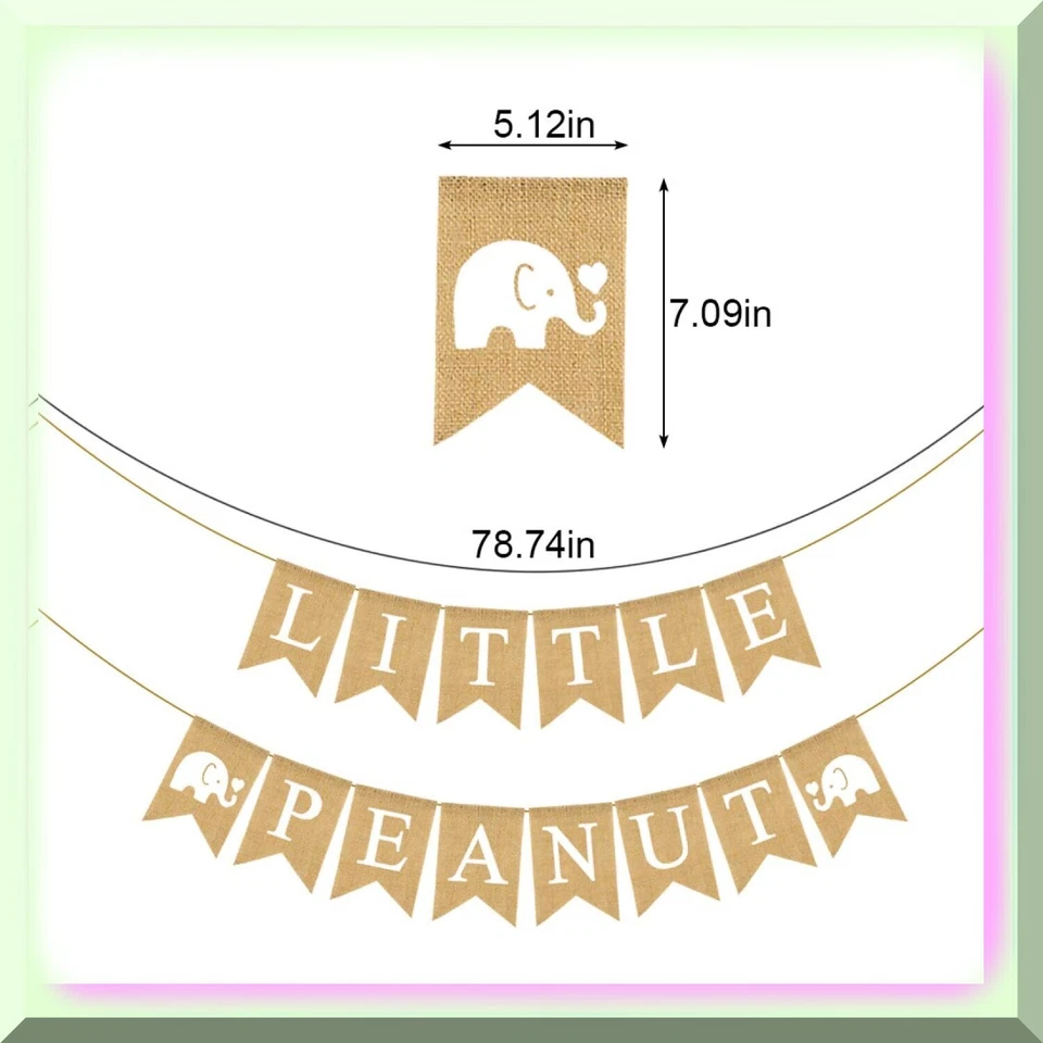 Peanut Pachyderm Bash: pancarta de arpillera de yute para baby shower, revelación de género y elefante Foto 3 de 4