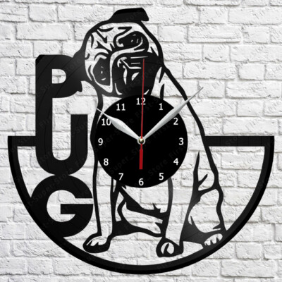 Pug Life Vinyl Clock Record Wall Clock Decor Fan Art Home 3371