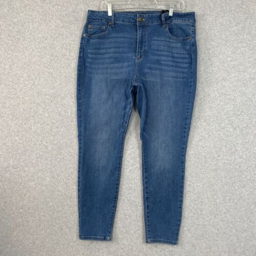 D Jeans Womens Size 20W Blue High Rise Skinny Ankle Med Wash Denim