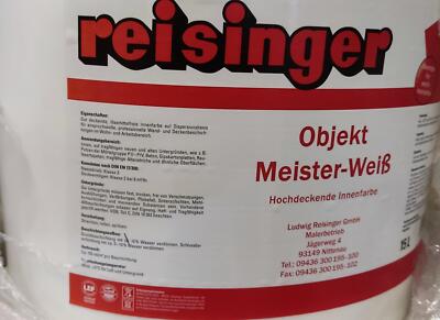 Wandfarbe Original Reisinger Meister Objekt Deckklasse 2 Weiß  Sondergröße 15 L
