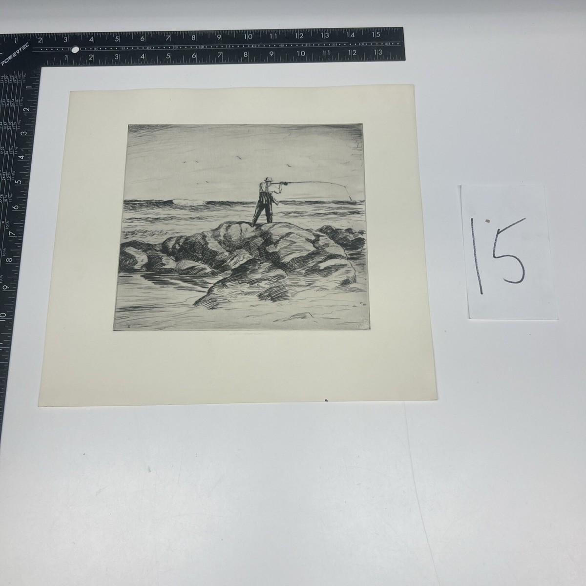 churchill fishing reel Tsunami TSSHDII2500 Shield II Spinning slip round power knob ART PAPER ETCHING PHOTO PRINT