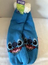 DISNEY WOMENS STITCH SLIPPER SOCKS SIZE 10-13 THICK COZY NEW