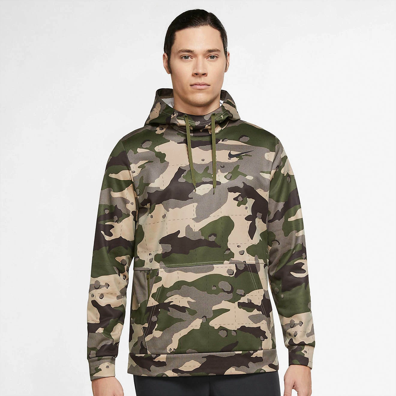 NEW MEN’S NIKE THERMA-FIT CAMO TRAINING PULLOVER HOODIE!!! IN BROWN KHAKI!!!