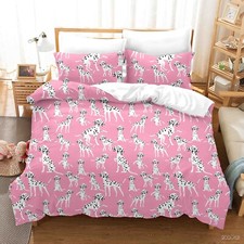 3D Dalmatian Dogs Pattern Pink Quilt Cover Set Duvet Cover Bedding Pillowcases