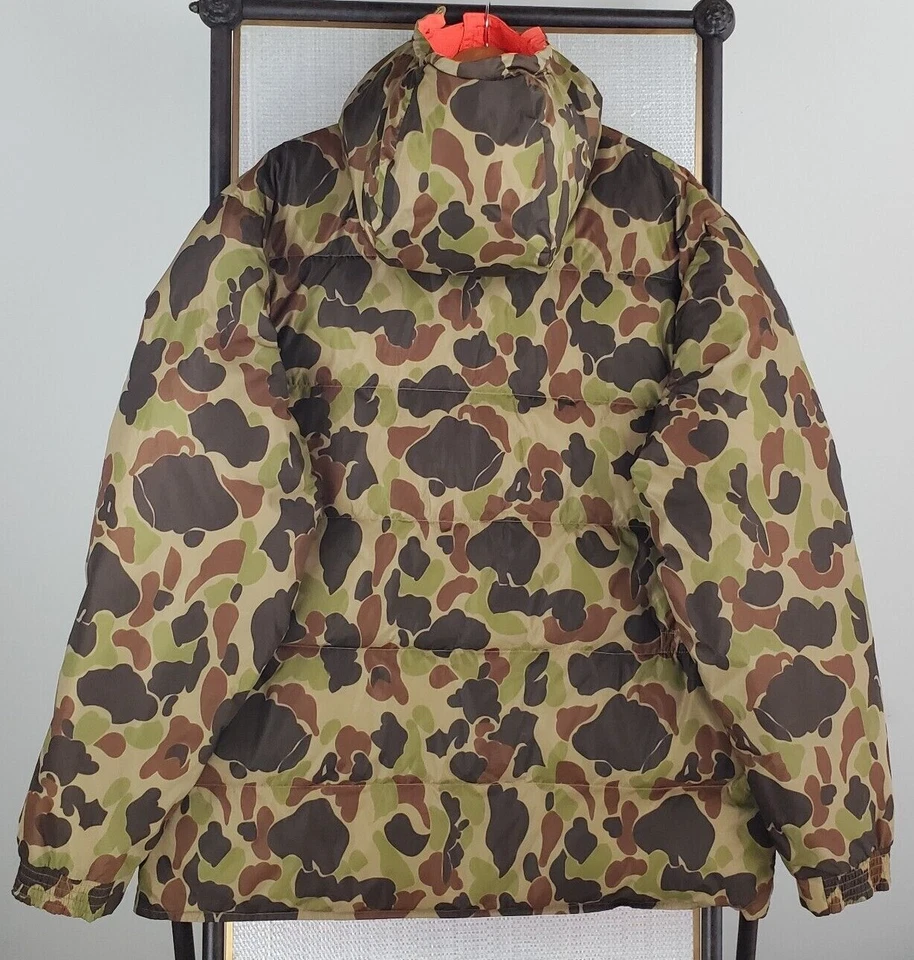 VTG CABELAS Size XL Tall XLT Mens Goose Down Reversible Camo Blaze Orange Jacket - Image 3 of 4