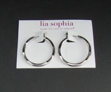 Lia Sophia Jewelry Trendcast Pierced Medium Hoop Earrings in Silver