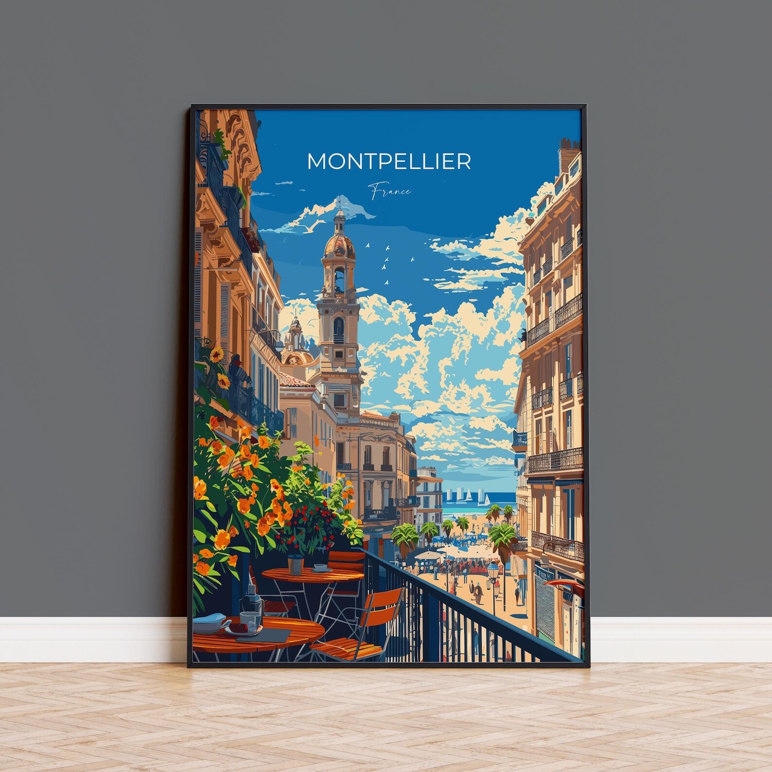 Montpellier Travel Print Wall Art Travel Poster Of Montpellier Montpellier Art