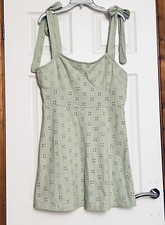 New Ladies ASOS Design Sage Green Broderie Mini Skater Dress UK 16 BNIB
