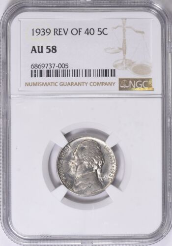 1939 Jefferson Nickel Reverse of 1940 NGC AU-58