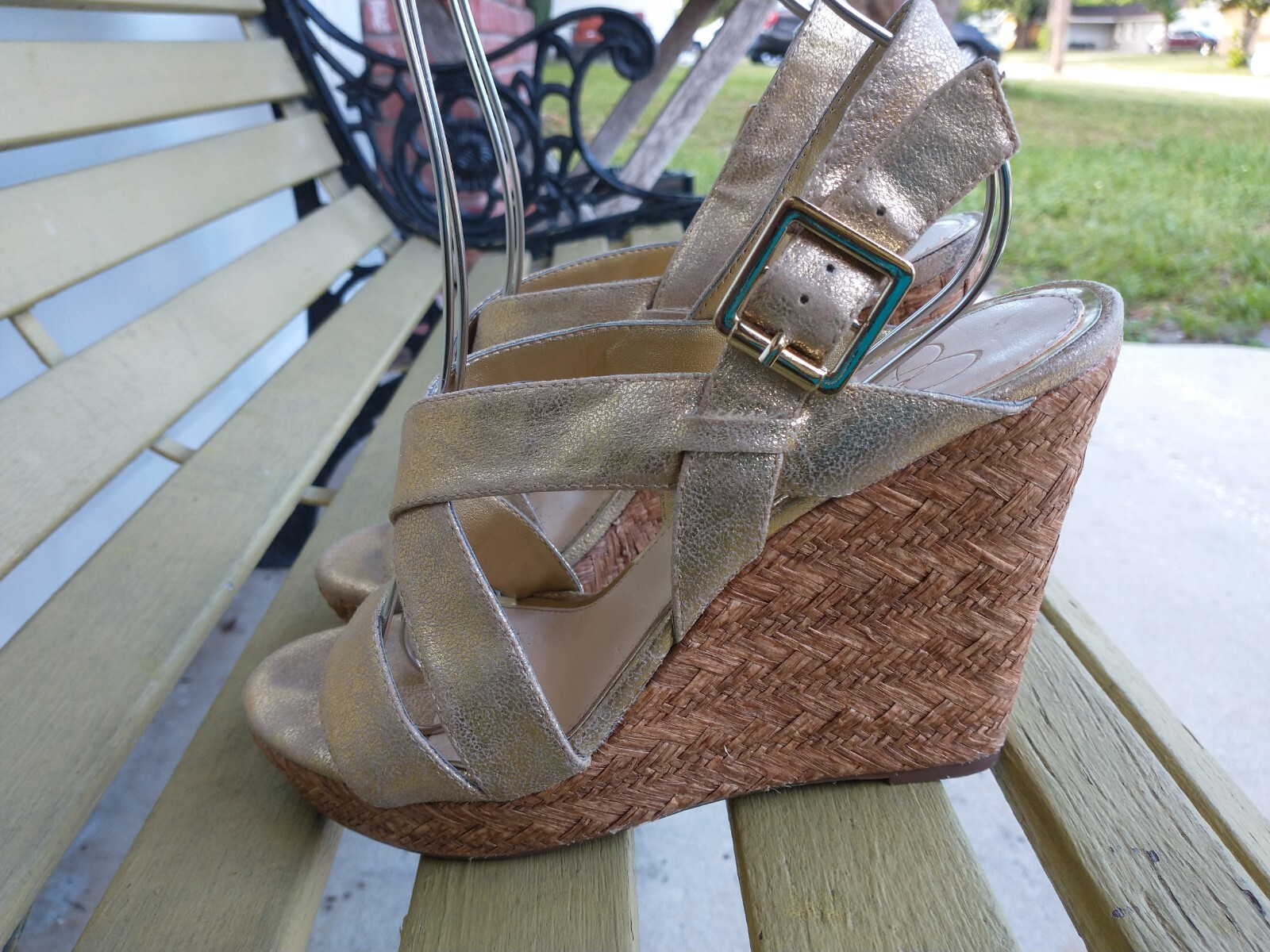 Jessica Simpson Charae Metallic Ankle Strap Wedge Platform Sandals |  Dillard's