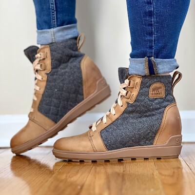 Sorel Evie II Lace Boots Women s Waterproof Shoe Snow Booties Velvet Suede #242