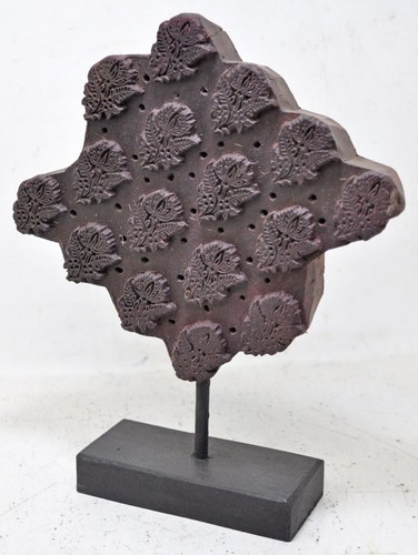 Antique Wooden Textile Printing Block Original Old Very Fine Hand Carved - Picture 3 of 8