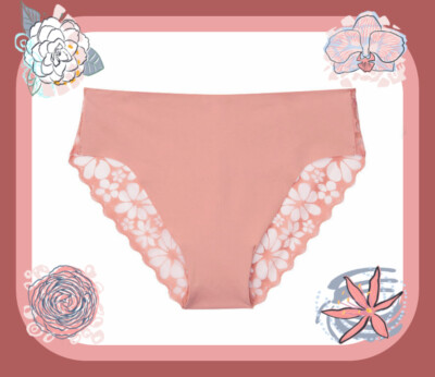 M Rose Clay Coral Full Lace Back Victorias Secret No Show High-leg Cheeky Pantie