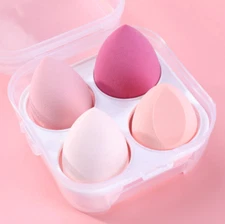 4pcs Set w/ Box Pink/Purple Makeup Foundation Sponge Blender Blending Puff 