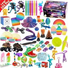 101 Pcs Large Fidget Mystery Box for Kids Girls & Boys - Fun Sensory Fidget Toys