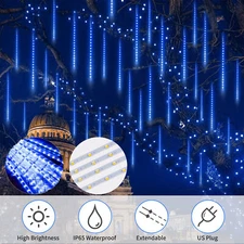 192/288 LED Solar Lights Meteor Shower Rain Tree String Light Garden Xmas Party