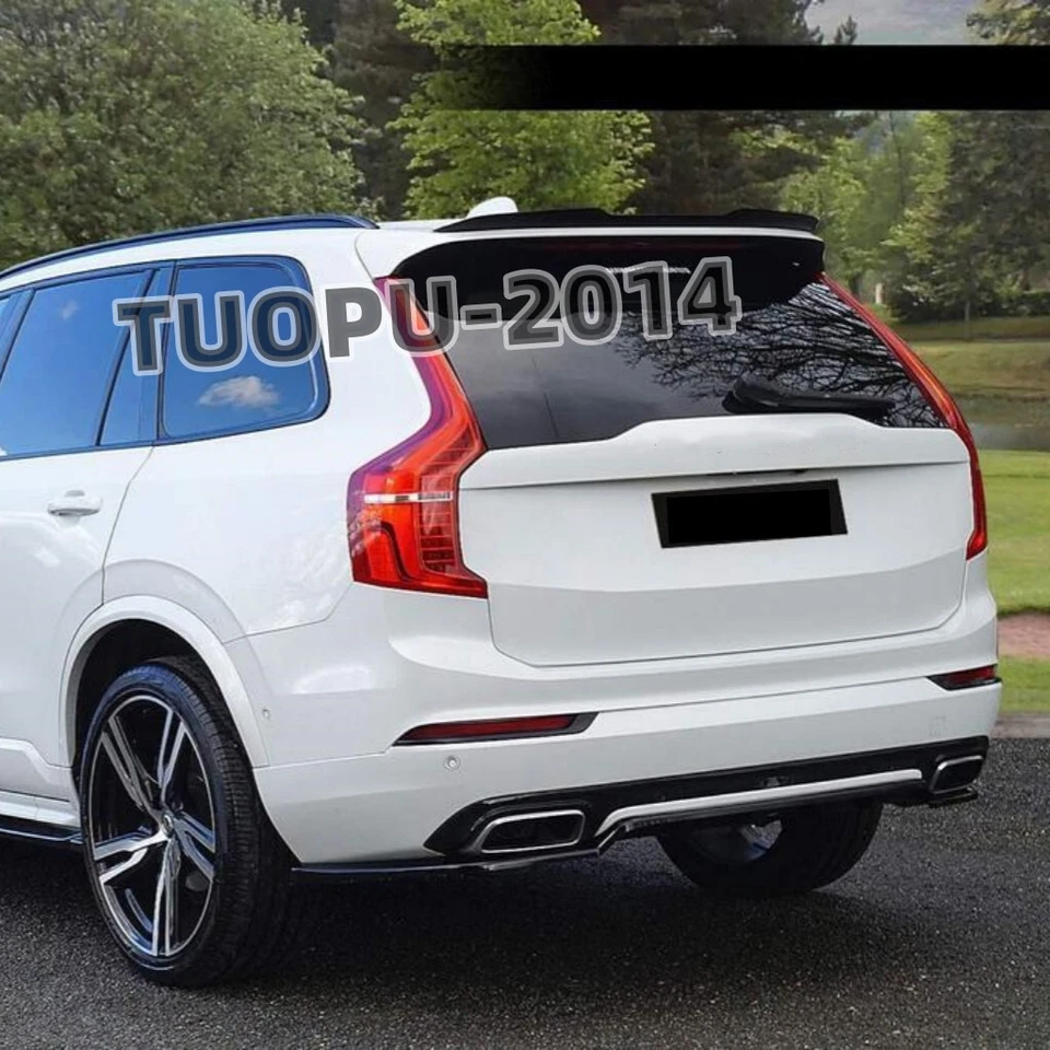 FOR 2016-2024 VOLVO XC90 GLOSS BLACK V STYLE REAR TAILGATE ROOF SPOILER TOP WING Foto 2 de 4
