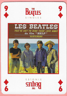 The Beatles, single swap playing card, 9 of Diamonds, ... Hide Your Love Away-NM