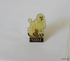 New White Poodle Lapel Hat Pin Show Dog Tie Tack Pooch Mans Best Friend 