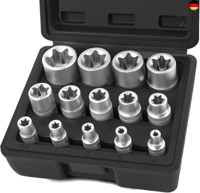 FIFIBANG14pcs E-Torx Star Socket Set E4, E5, E6, E7, E8, E10, E11, E12, E14,
