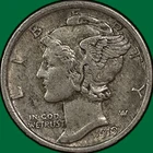 1919 Mercury Dime Silver Almost Uncirculated AU Coin #33262