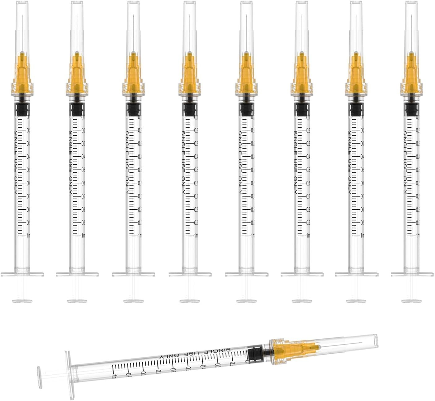 25 Gauge 1 inch Needle with Syringe 30Pack,1ml Luer Lock Disposable Syringes