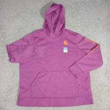 Carhartt Womens 1X Hoodie NWT Pink Midweight Logo Sleeve Graphic Sweatshirt 16W