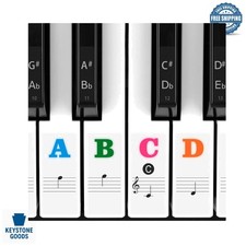 Colorful Piano Keyboard Stickers for All Sizes - Easy Removable Learning Labels