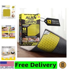 Alien Grip Rug Gripper Carpet Tape - 12pcs, 4x4 in. Anti-Slip Hardwood, Tile ...