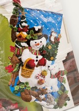 Bucilla 2010 Retired Woodland Snowman Felt Christmas Stocking Kit  86201 NEW